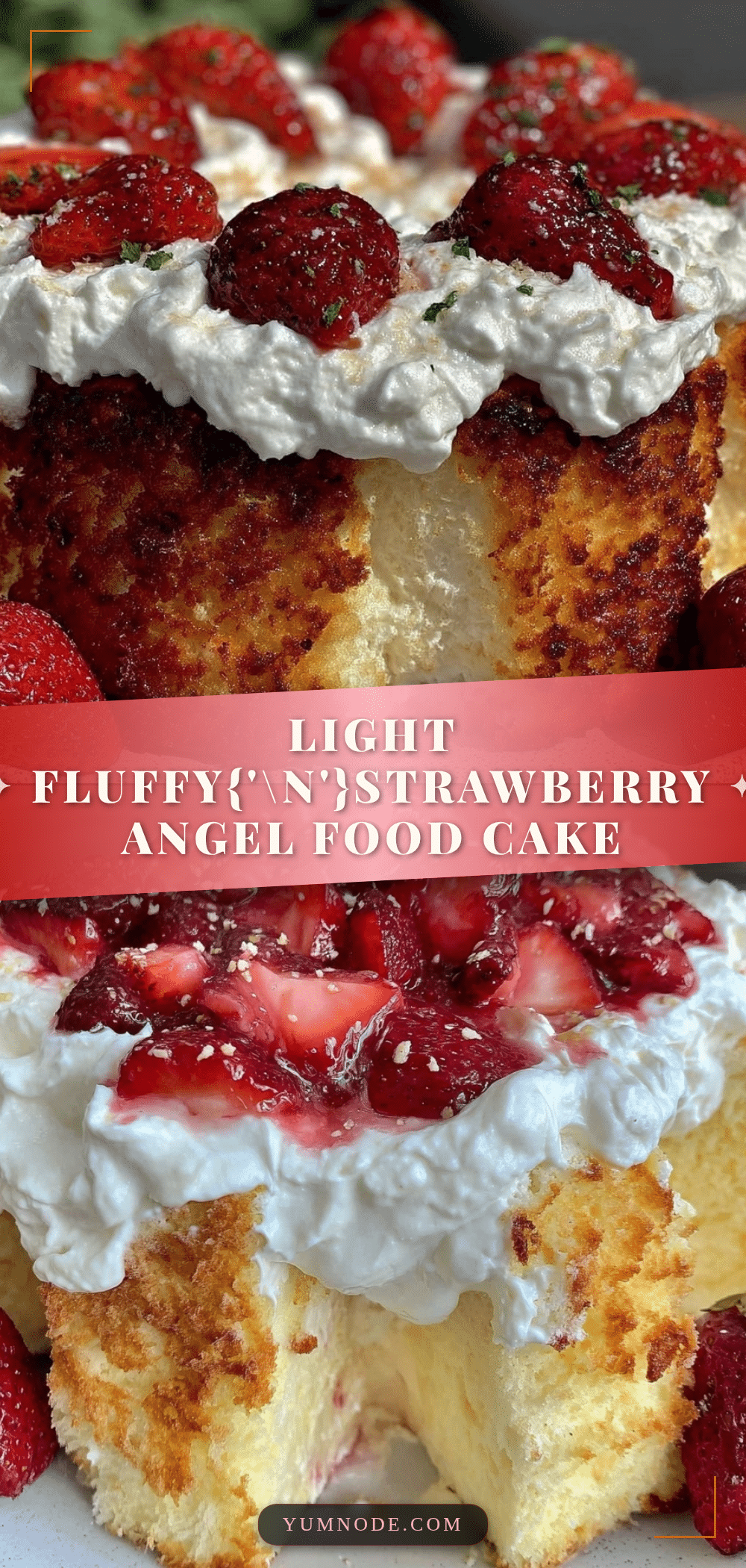Fluffy Strawberry Angel Food Cake recipe