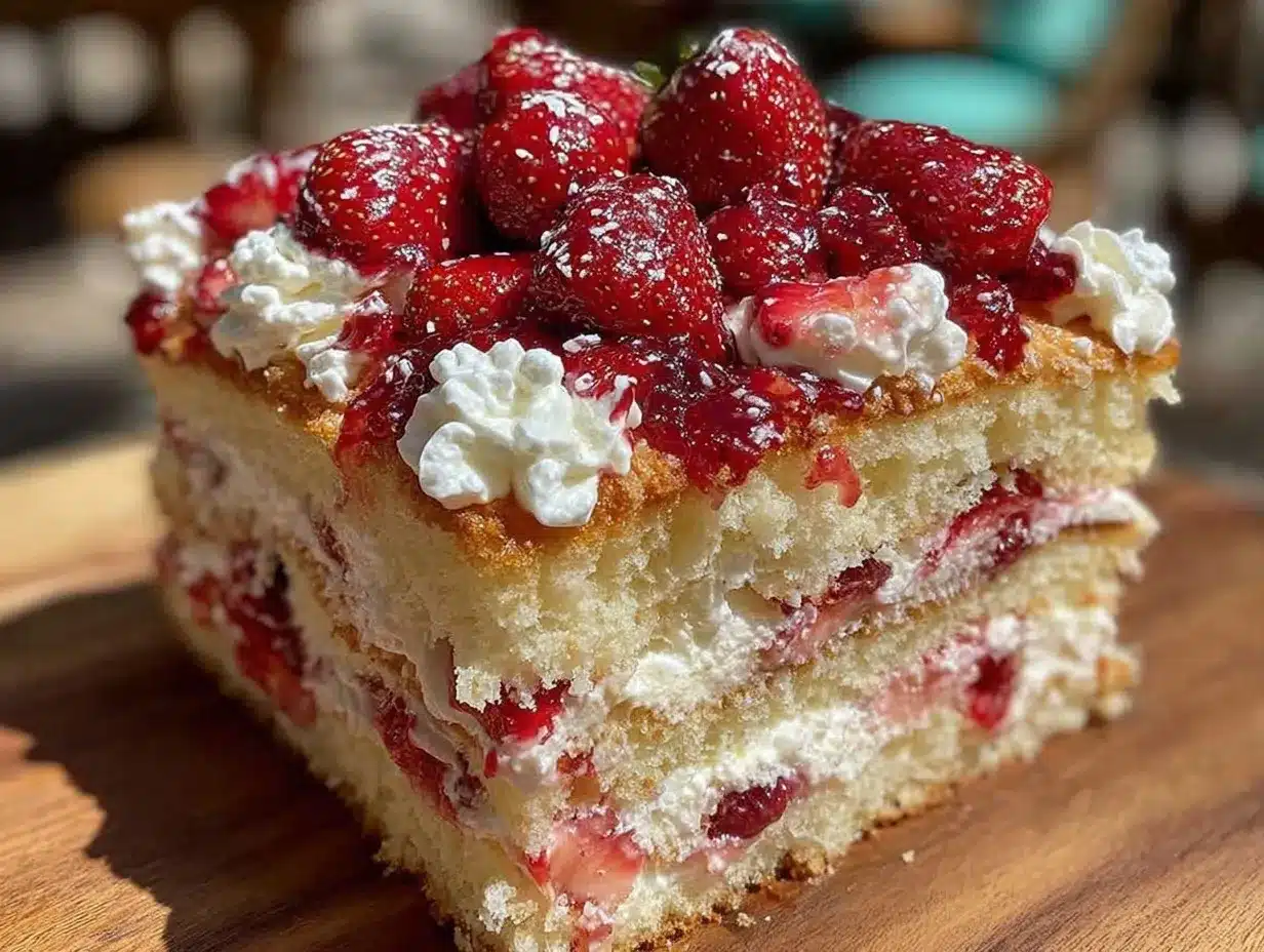fluffy strawberry shortcake layer cake preparation steps