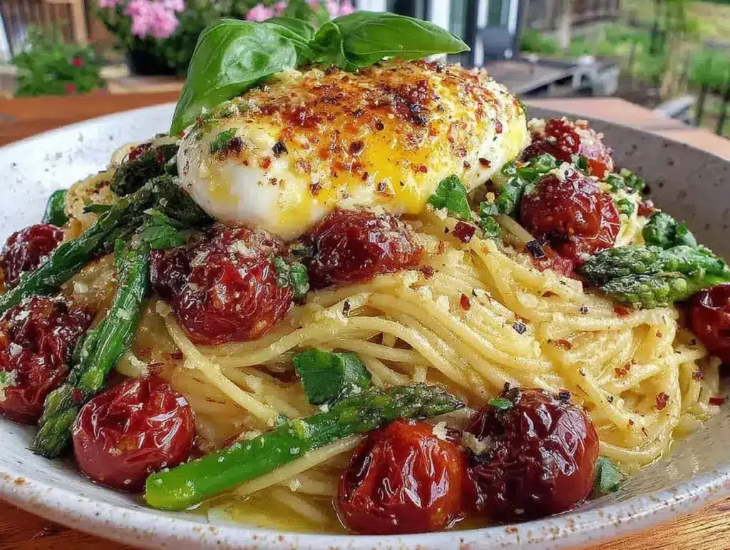 fresh burrata pasta primavera - featured image