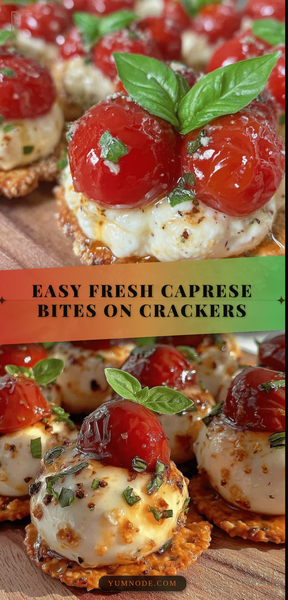 fresh Caprese bites on crackers recipe