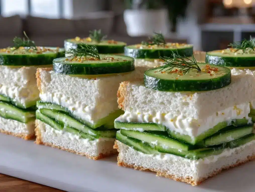 Fresh Cucumber and Dill Cream Cheese Tea Sandwiches - featured image