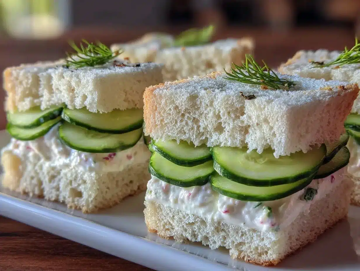 Fresh Cucumber and Dill Cream Cheese Tea Sandwiches preparation steps