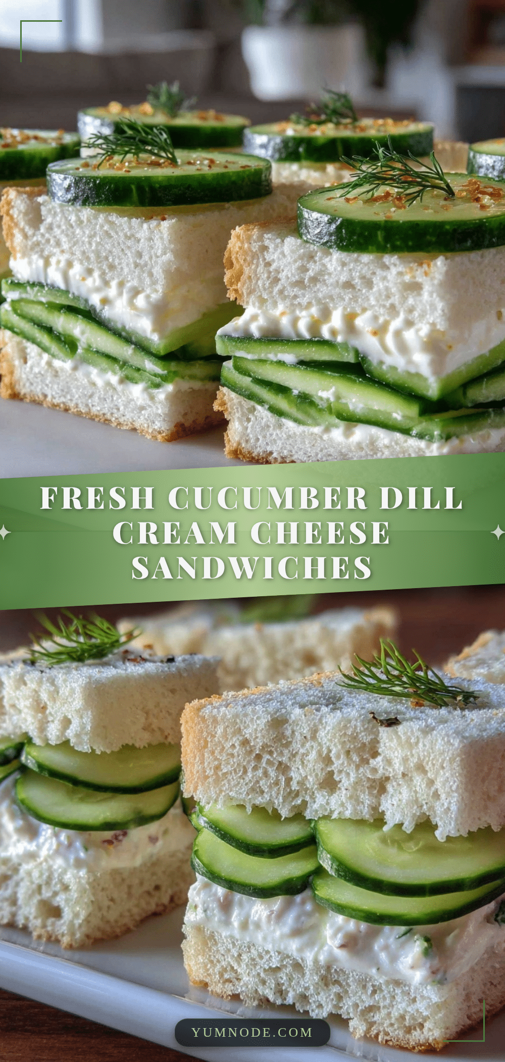 Fresh Cucumber and Dill Cream Cheese Tea Sandwiches recipe