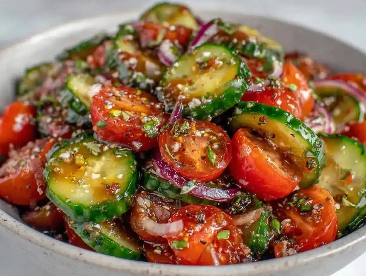 Fresh Cucumber Tomato Salad preparation steps