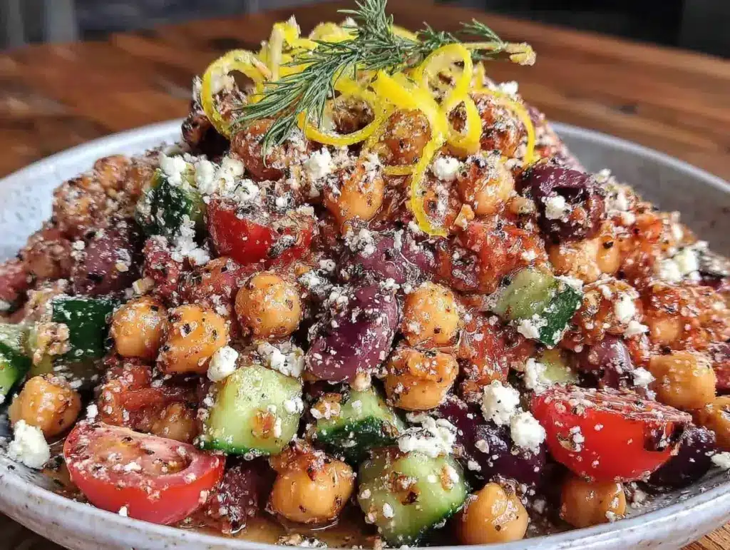 fresh greek chickpea salad - featured image