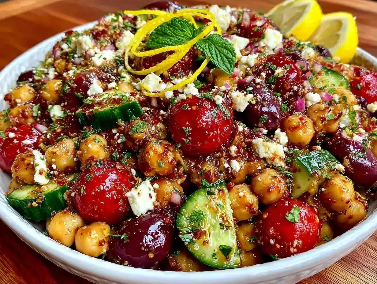 fresh greek chickpea salad preparation steps
