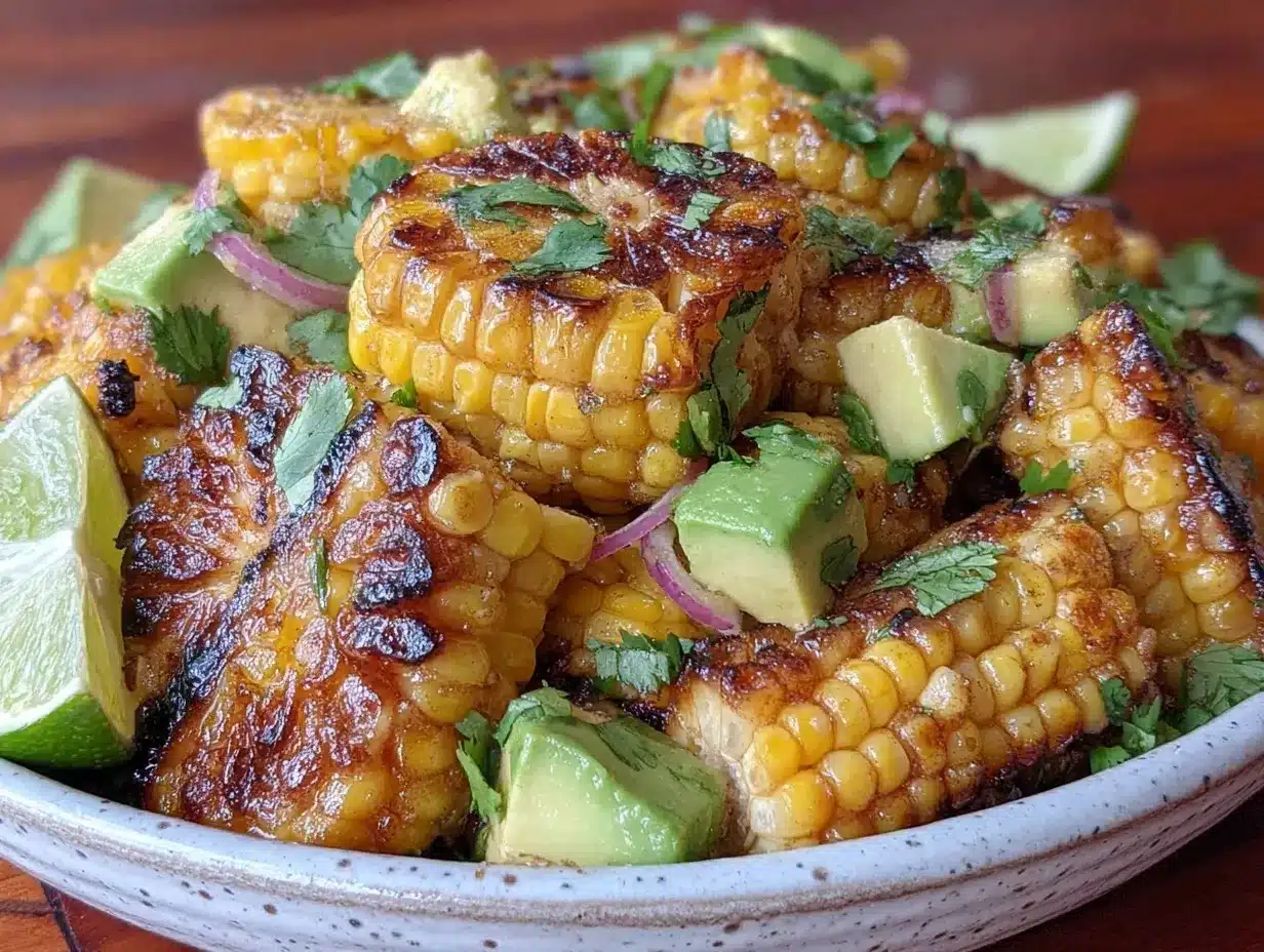 fresh grilled corn and avocado salad preparation steps