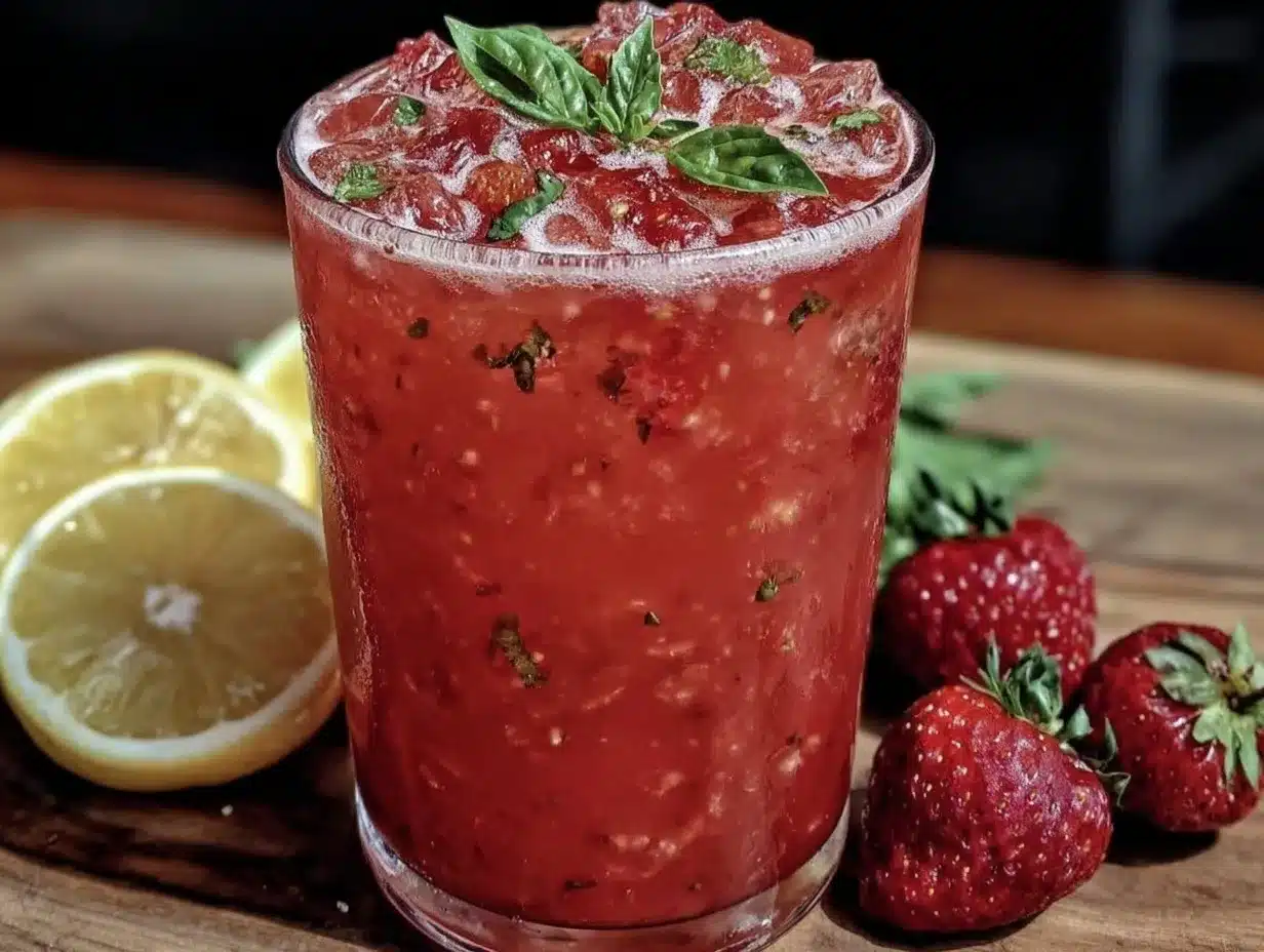 fresh homemade strawberry lemonade preparation steps