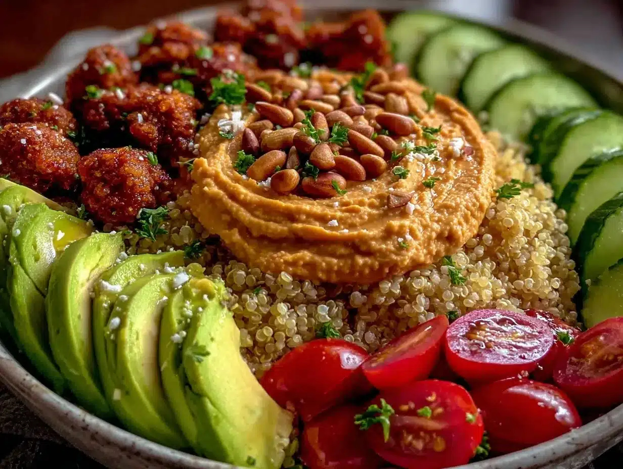 fresh mediterranean quinoa bowl preparation steps