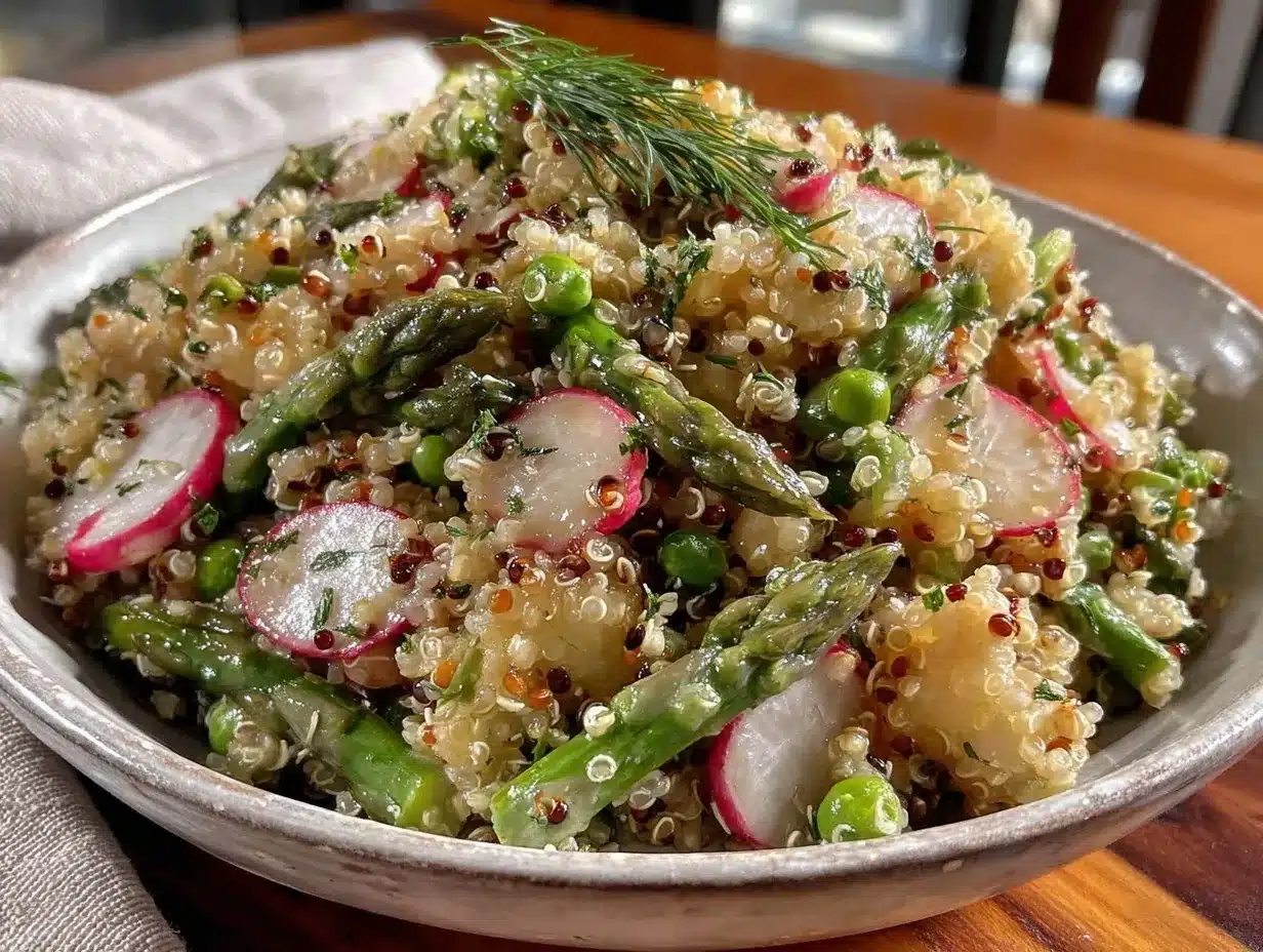 fresh quinoa spring vegetable salad preparation steps