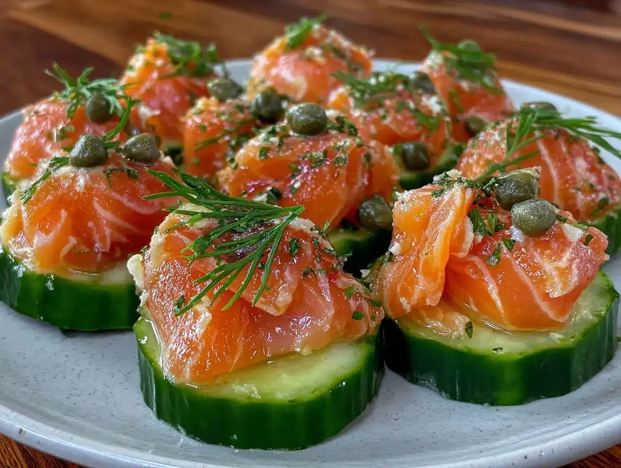 fresh smoked salmon cucumber bites preparation steps
