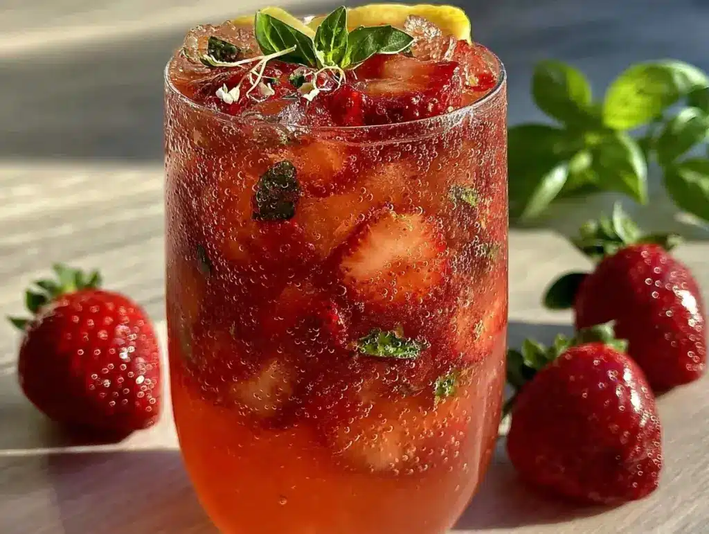 fresh strawberry basil lemonade - featured image