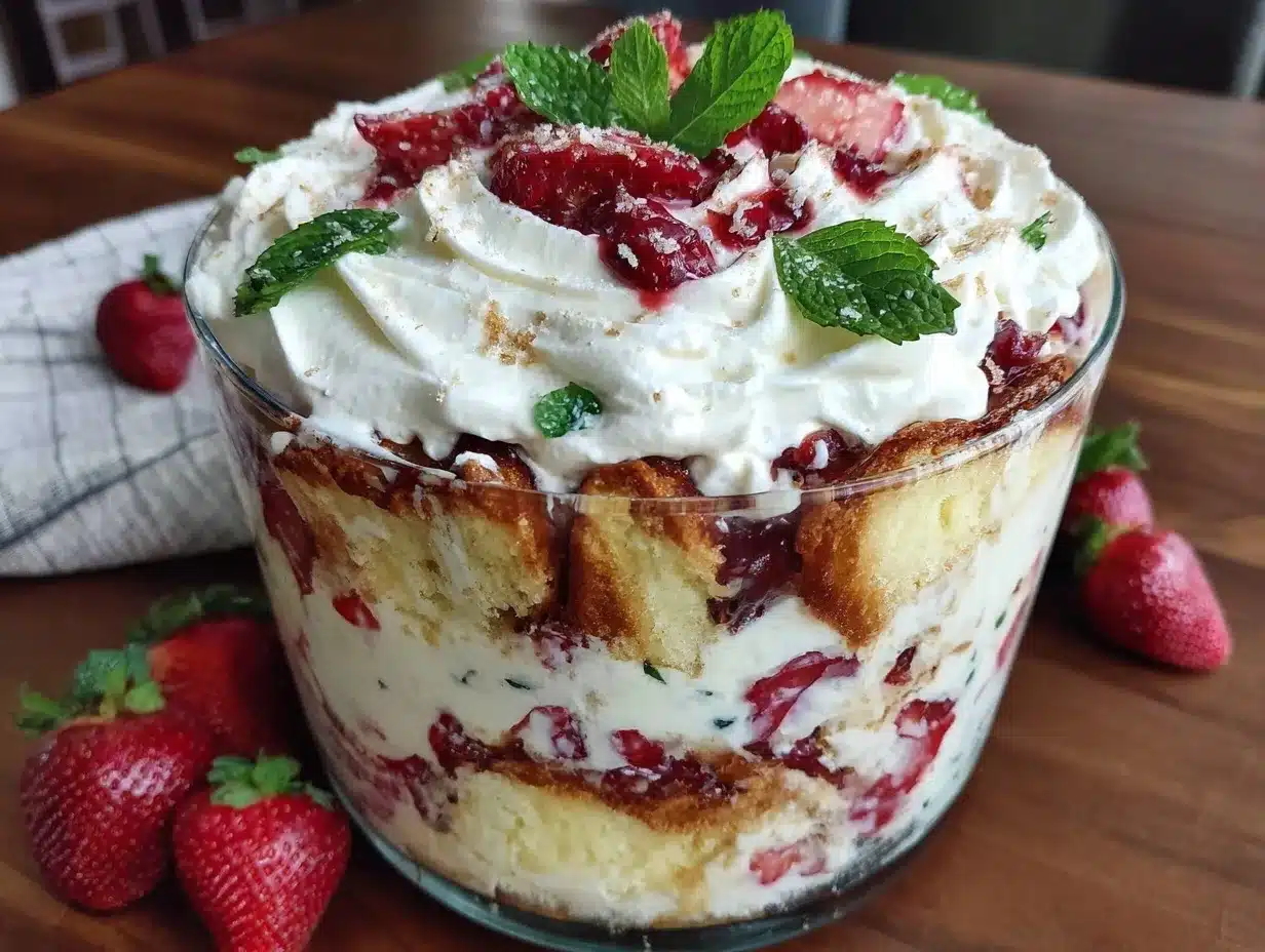 fresh strawberry shortcake trifle preparation steps