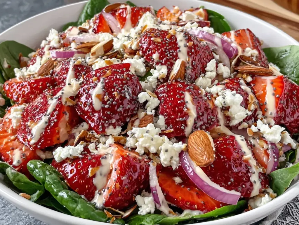fresh strawberry spinach salad - featured image