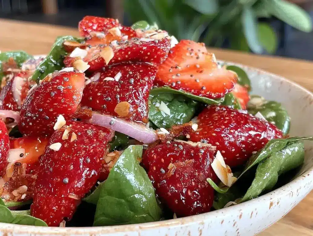 fresh strawberry spinach salad - featured image
