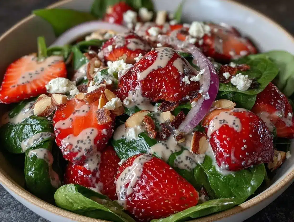 fresh strawberry spinach salad preparation steps