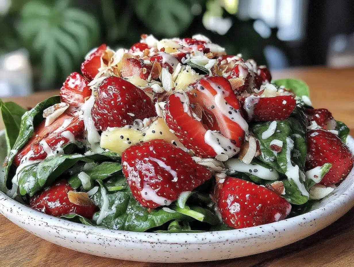 fresh strawberry spinach salad preparation steps