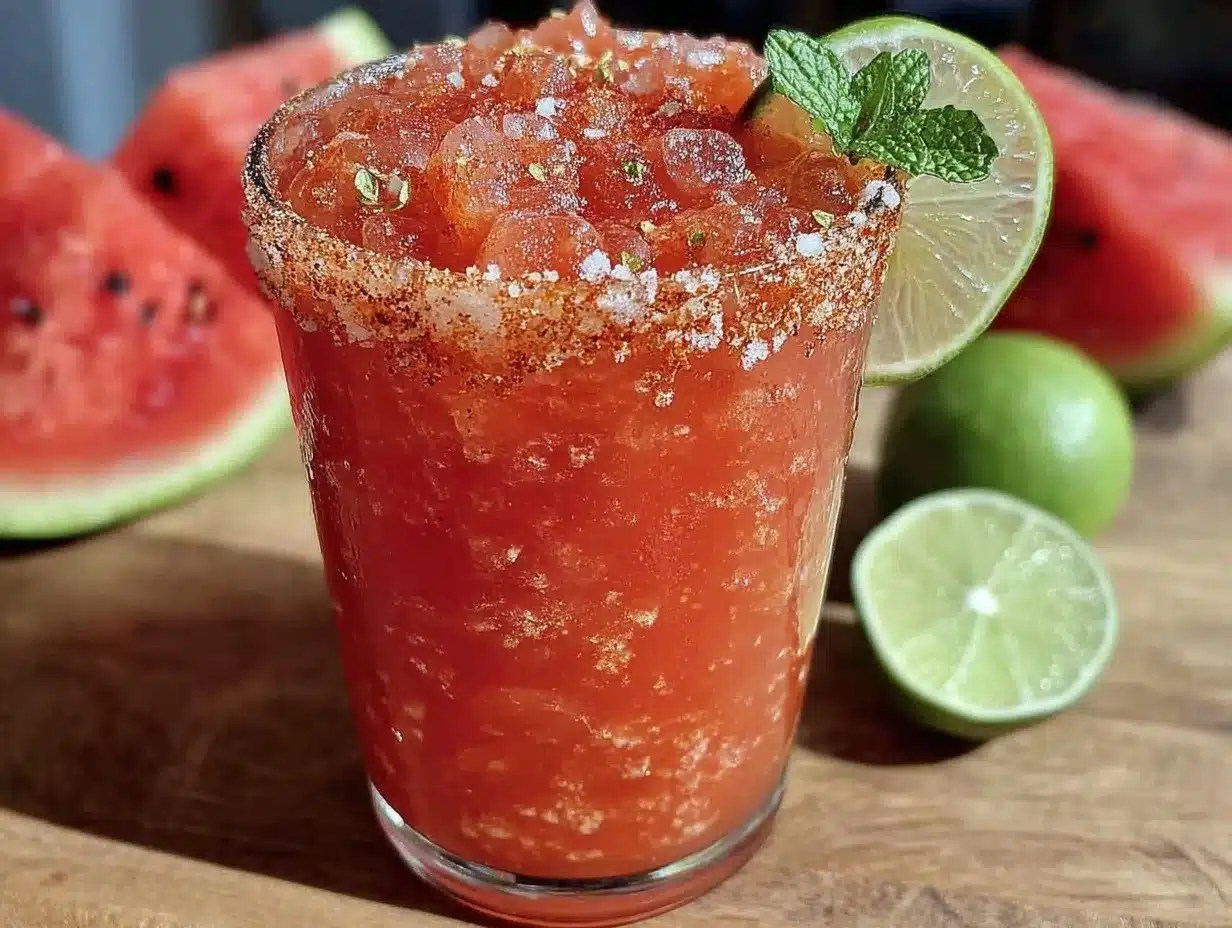 frozen watermelon margarita slush preparation steps