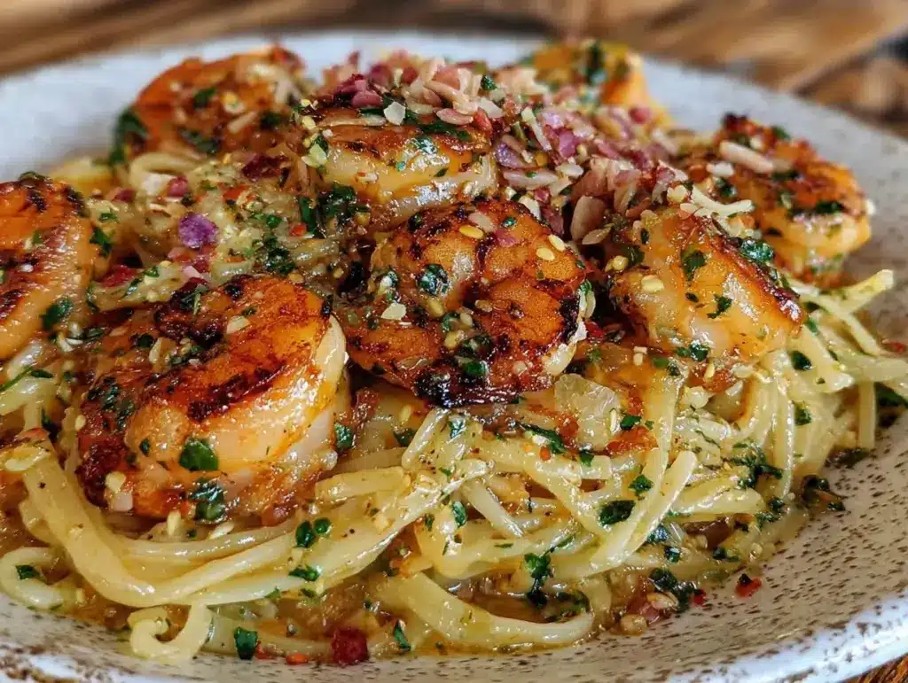 garlic butter shrimp pasta - featured image