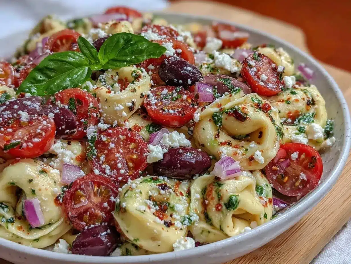 greek tortellini pasta salad preparation steps