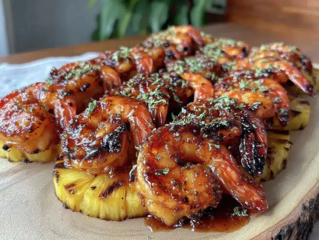 grilled pineapple and shrimp skewers - featured image