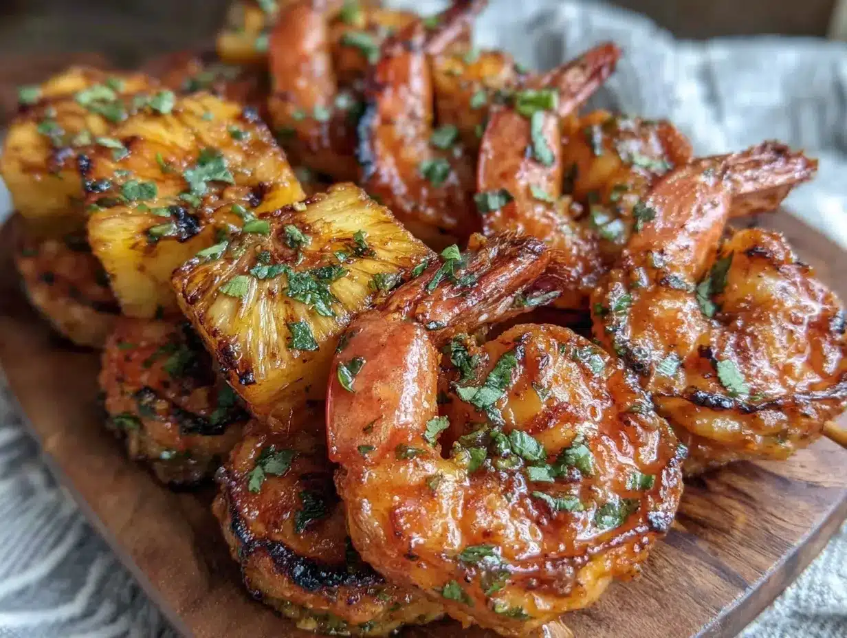 grilled pineapple and shrimp skewers preparation steps