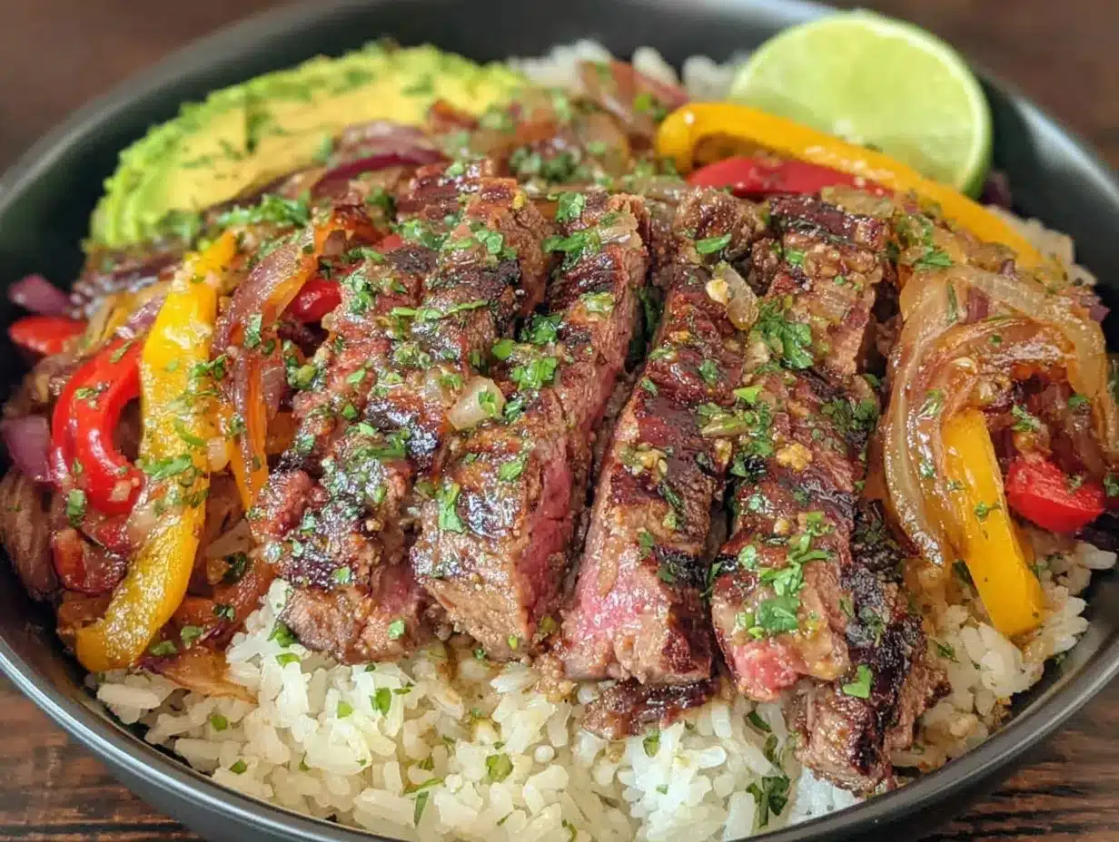 grilled steak fajita bowls preparation steps