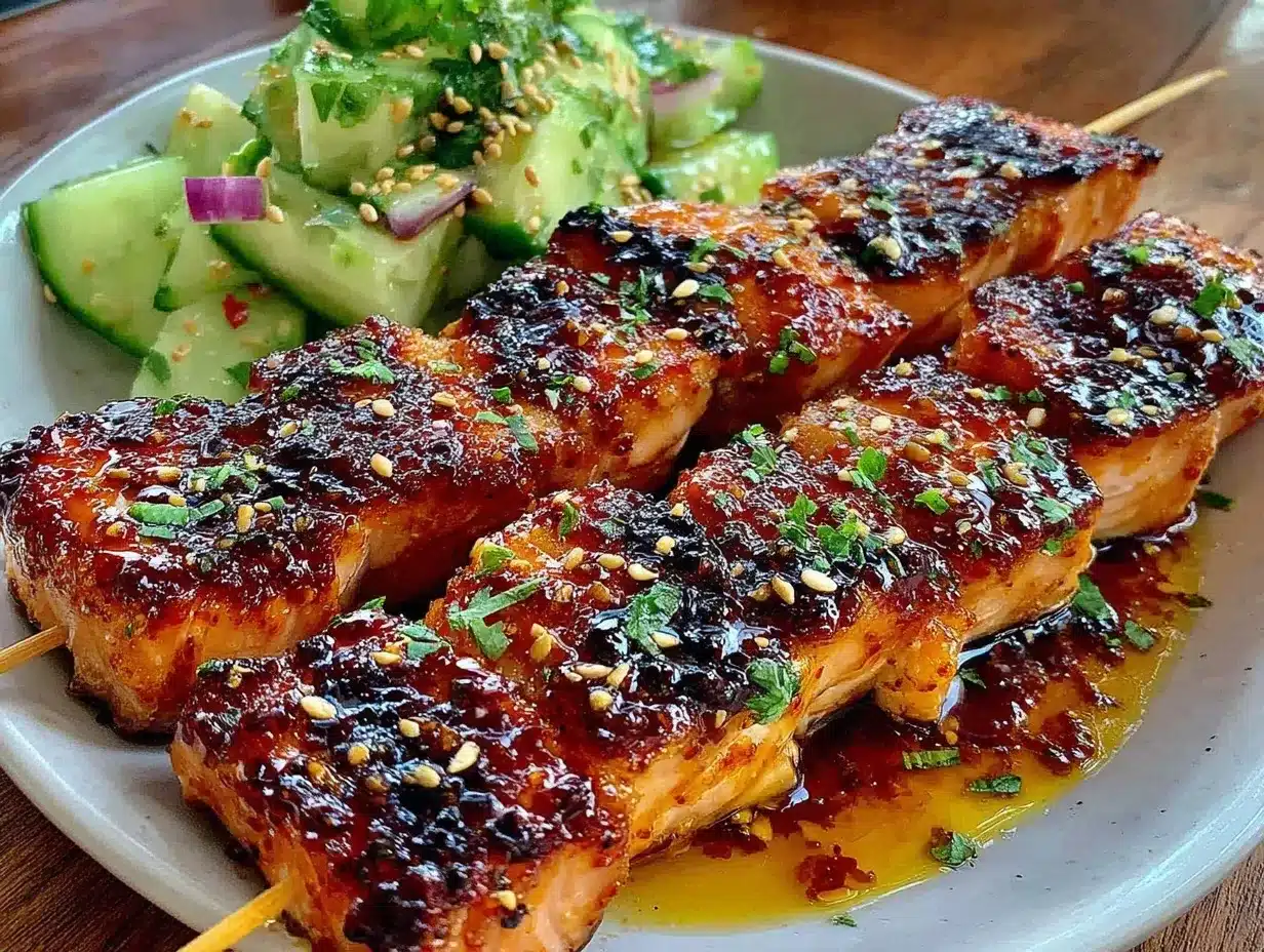 grilled teriyaki salmon skewers preparation steps