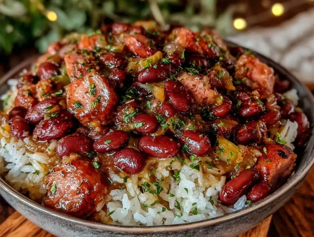 hearty red beans and rice with smoked turkey - featured image