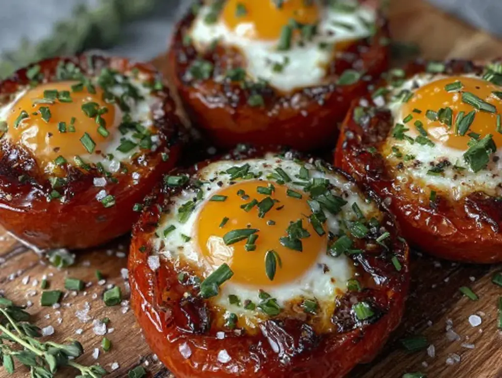 herb baked eggs in tomato cups - featured image