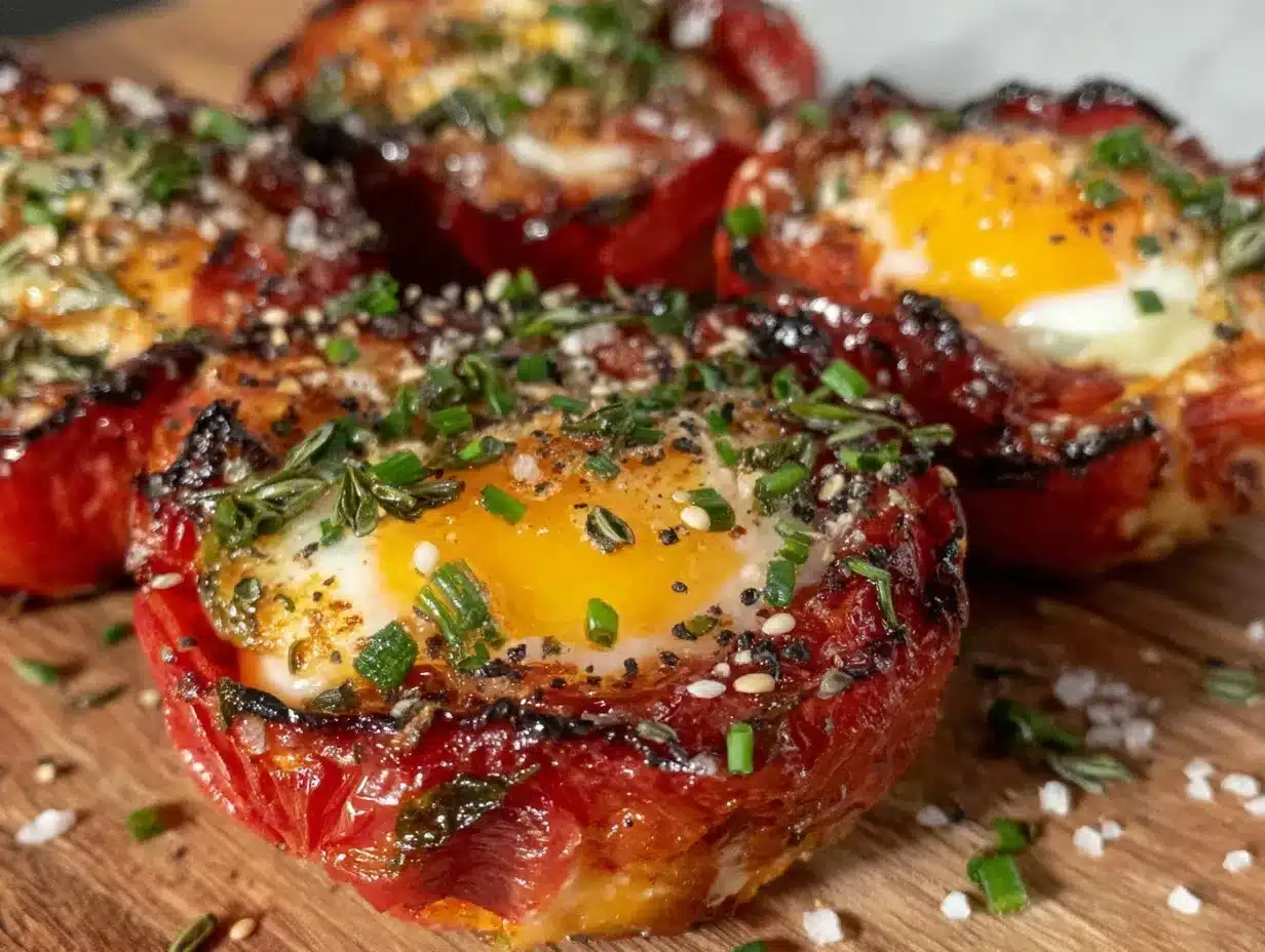 herb baked eggs in tomato cups preparation steps