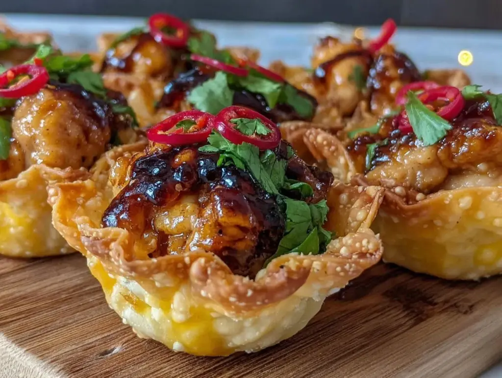 honey chipotle chicken wonton cups - featured image