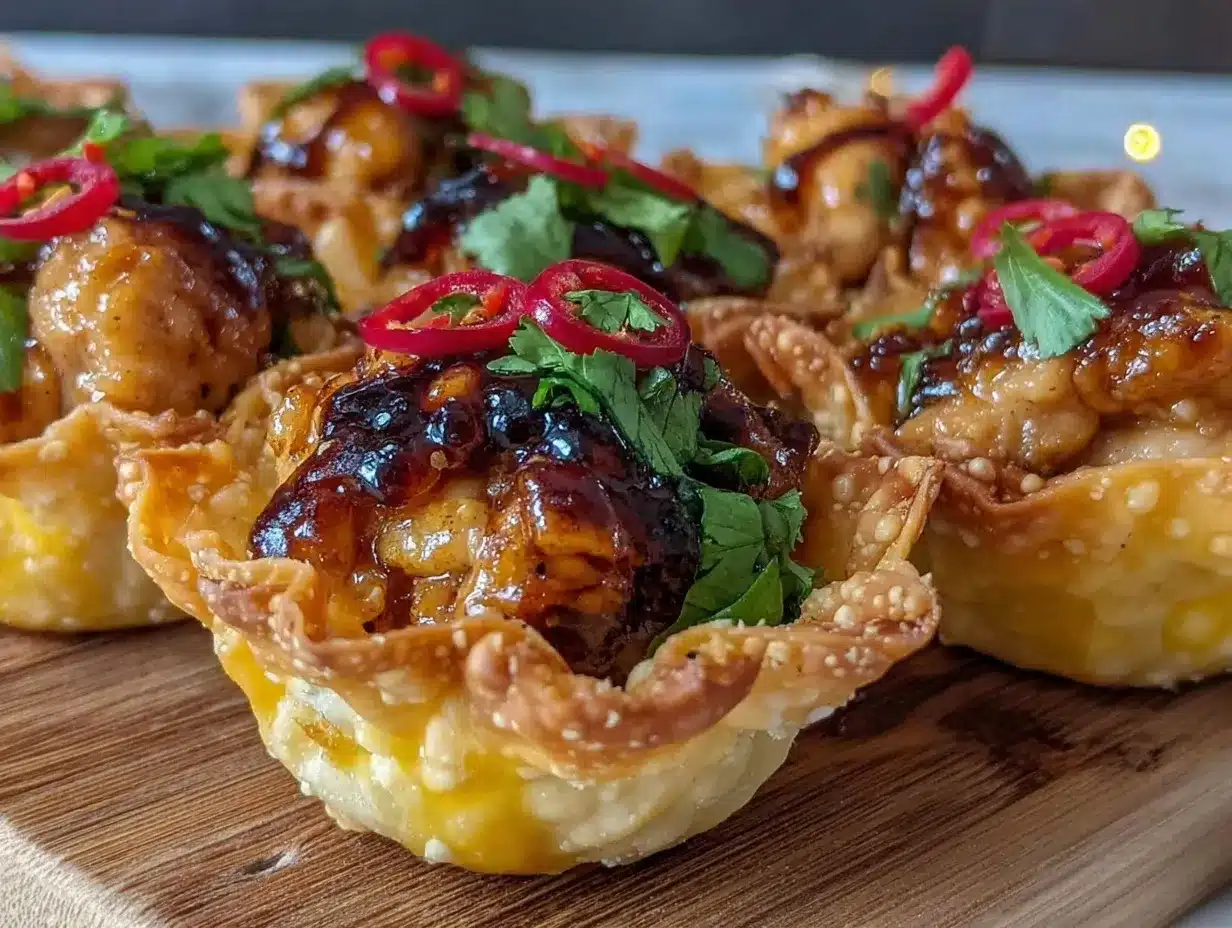 honey chipotle chicken wonton cups preparation steps