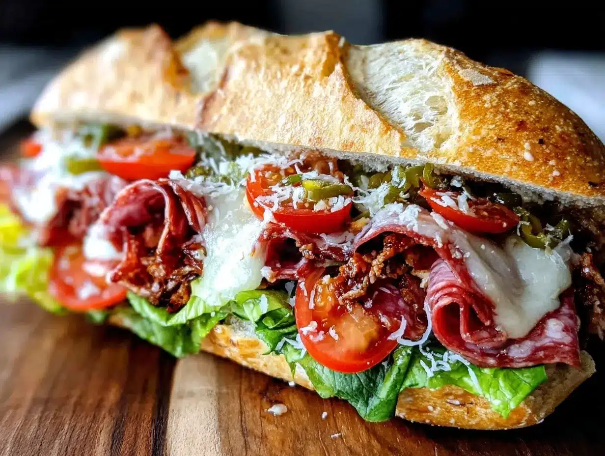 Italian sub sandwich preparation steps