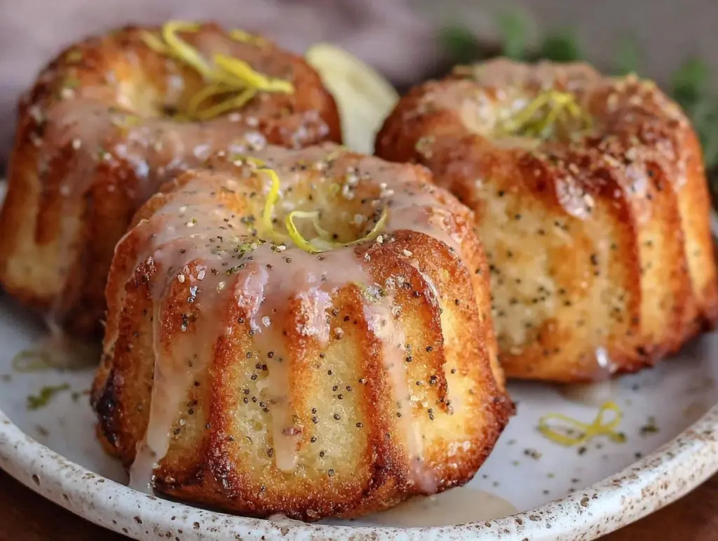 lemon poppy seed mini bundt cakes - featured image