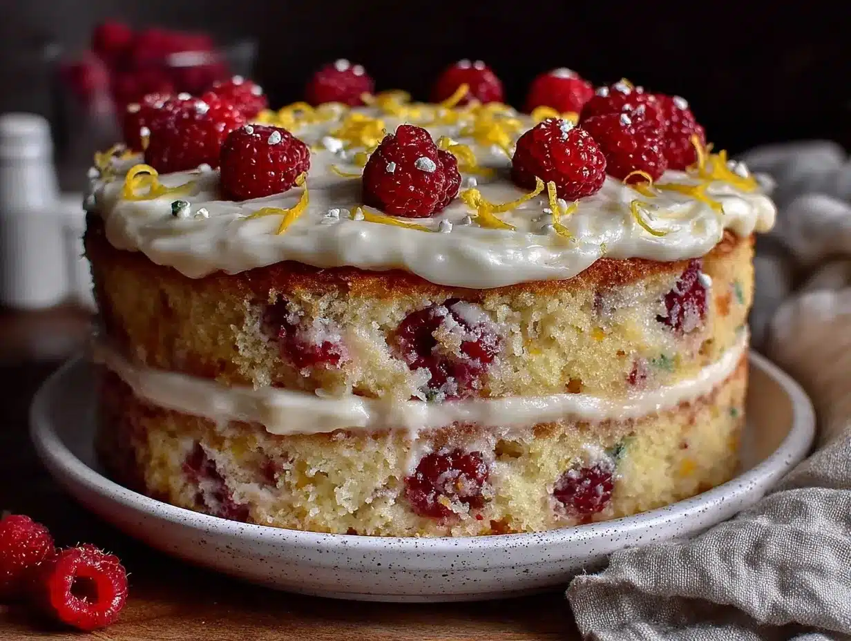 lemon raspberry layer cake preparation steps