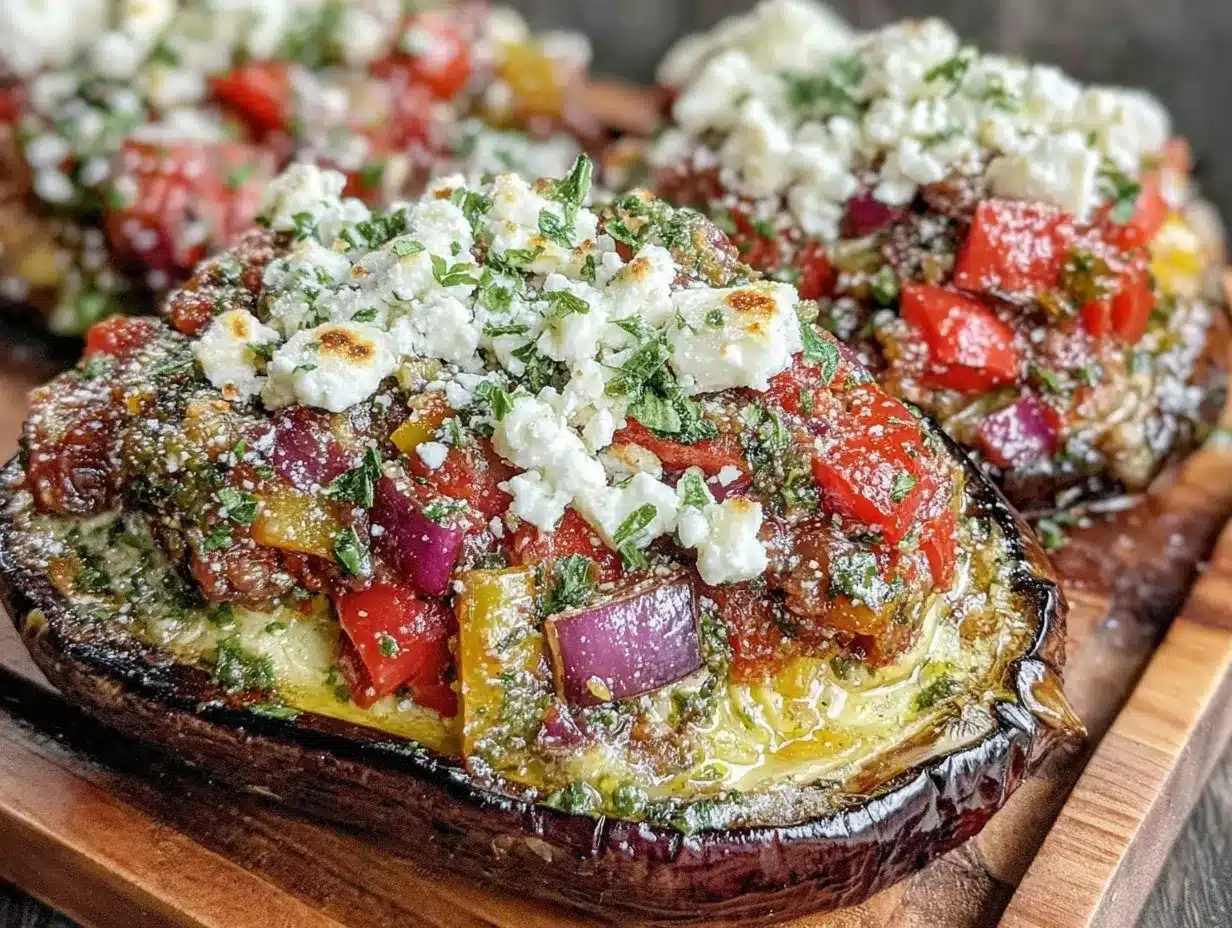 Mediterranean stuffed eggplant preparation steps