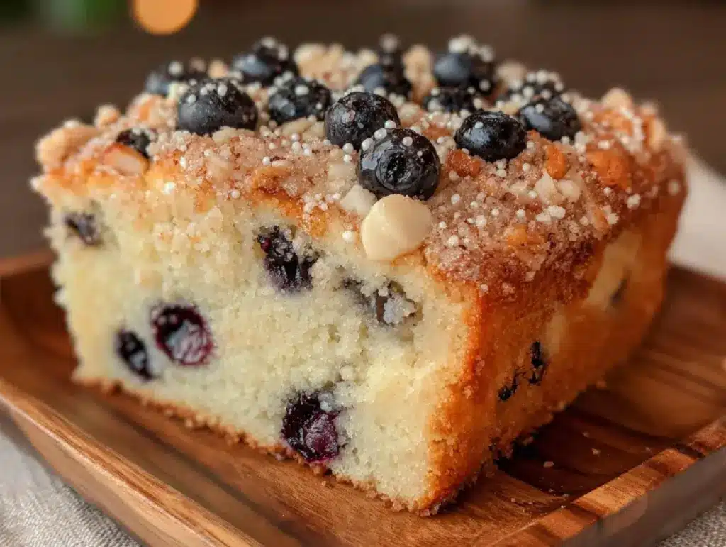 moist blueberry sour cream coffee cake - featured image