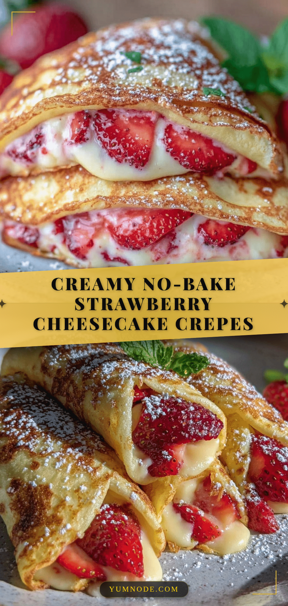 no-bake strawberry cheesecake stuffed crepes recipe