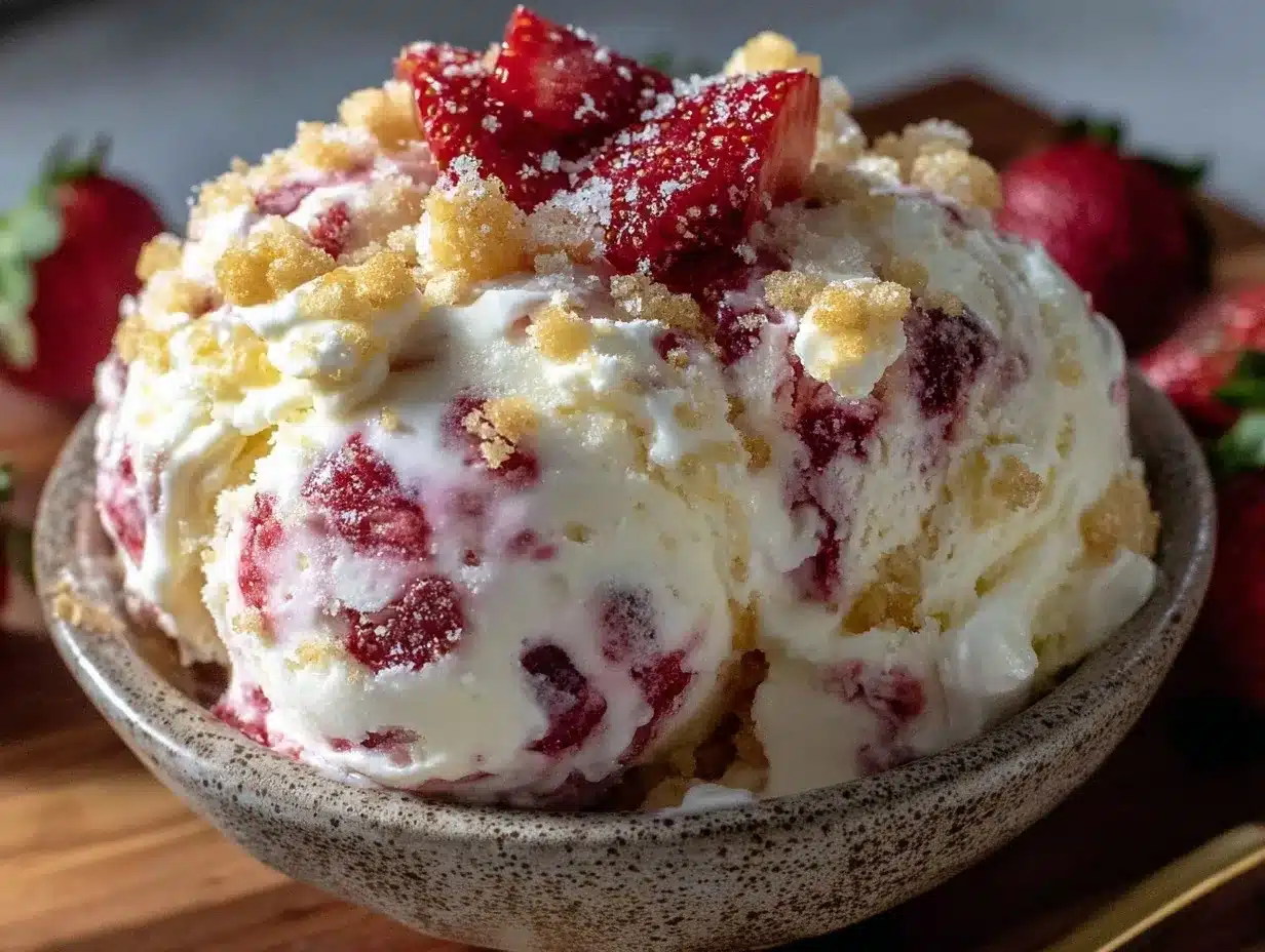 no-churn strawberry cheesecake ice cream preparation steps