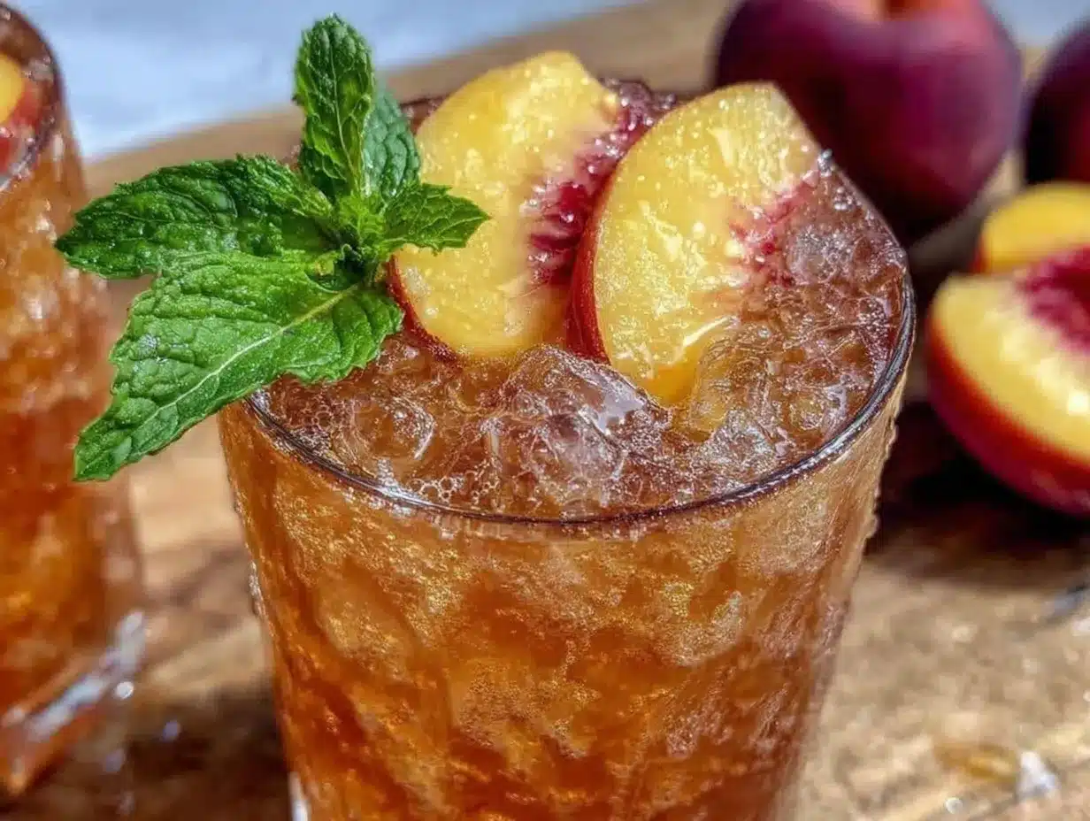 peach bourbon sweet tea cocktail preparation steps