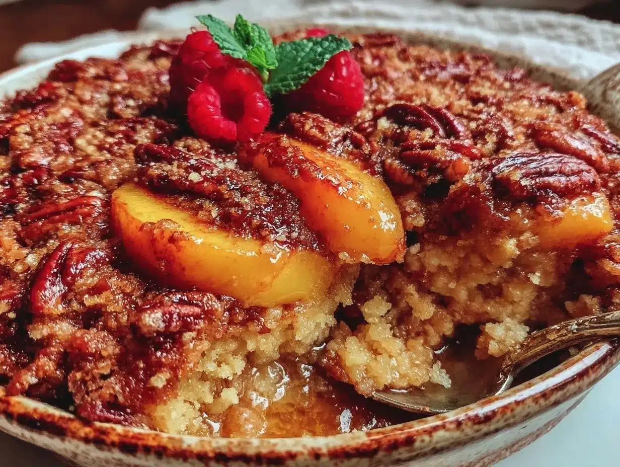 peach cobbler dump cake preparation steps