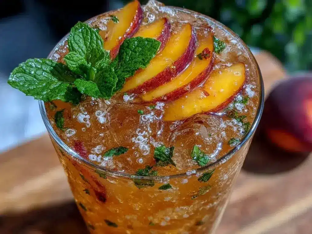peach mango iced green tea lemonade - featured image