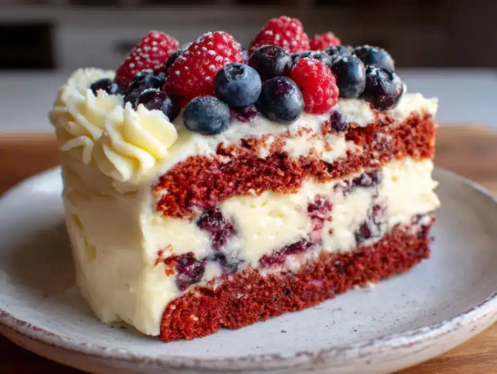 perfect red white and blue layer cake - featured image