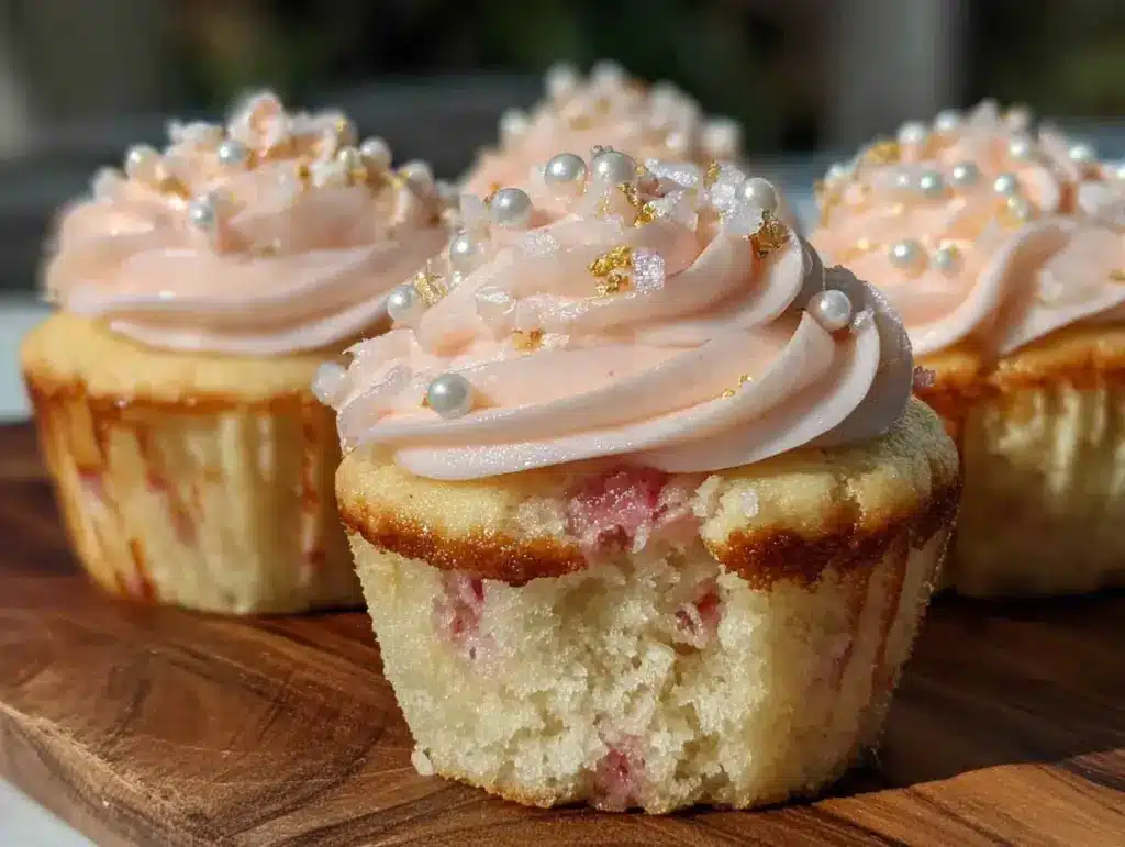 pink champagne cupcakes - featured image