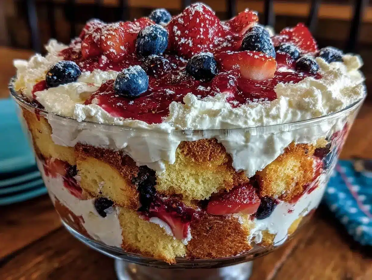 red white and blue berry trifle preparation steps