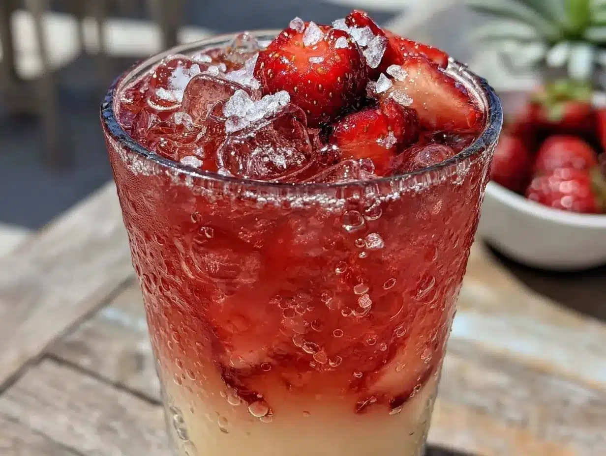 Refreshing Pink Drink Strawberry Coconut Refresher preparation steps