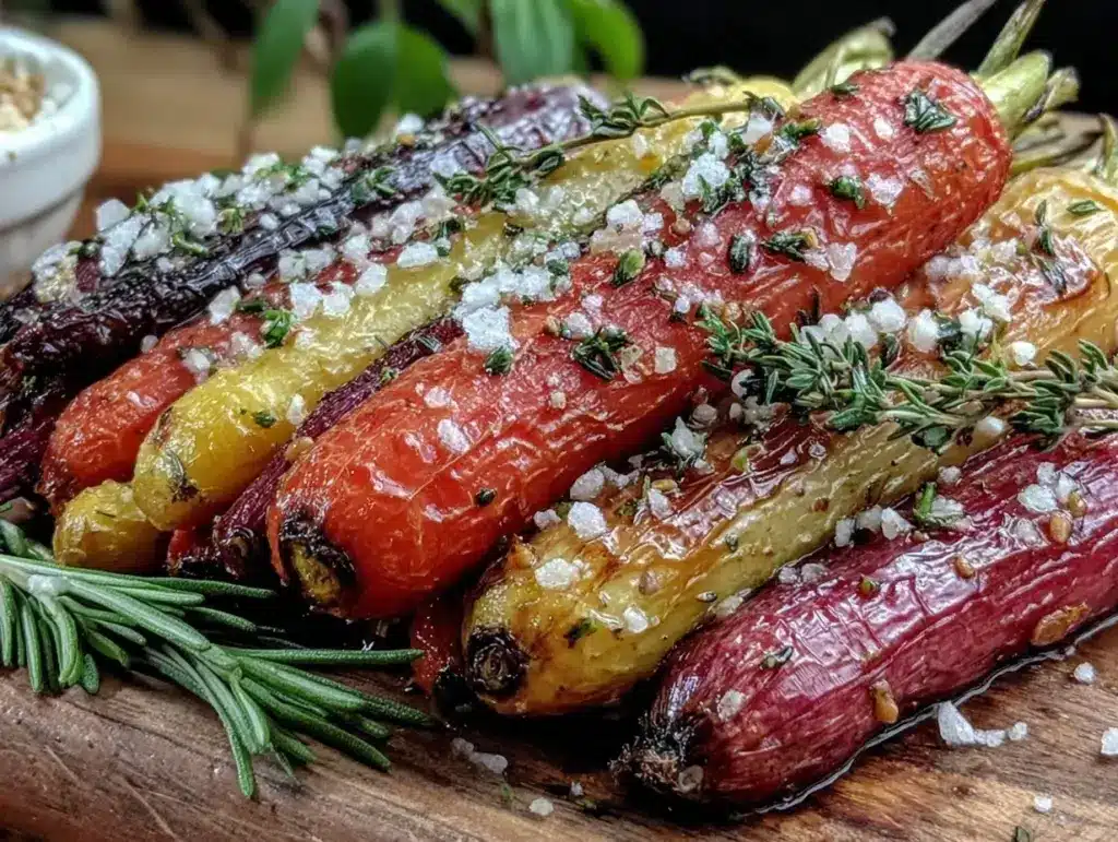 savory honey butter roasted rainbow carrots - featured image