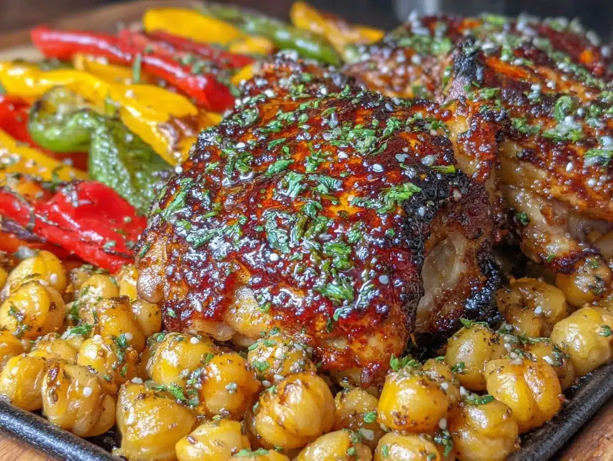 sheet pan harissa chicken preparation steps