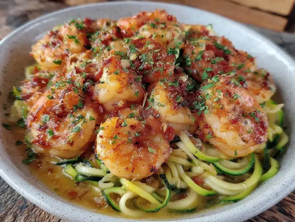 shrimp and zucchini noodle scampi - featured image